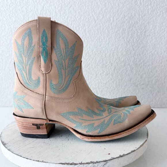 Lane LEXINGTON Womens Cowboy Bootie Sz 9 Sand and Stream Western Cowgirl Boots - Picture 2 of 13